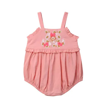 

2019 Fashion Summer Newborn Baby Girls Flower Jumpsuit Bodysuit Outfits Clothes 0-2T Baby Bodysuit O-neck Sleeveless