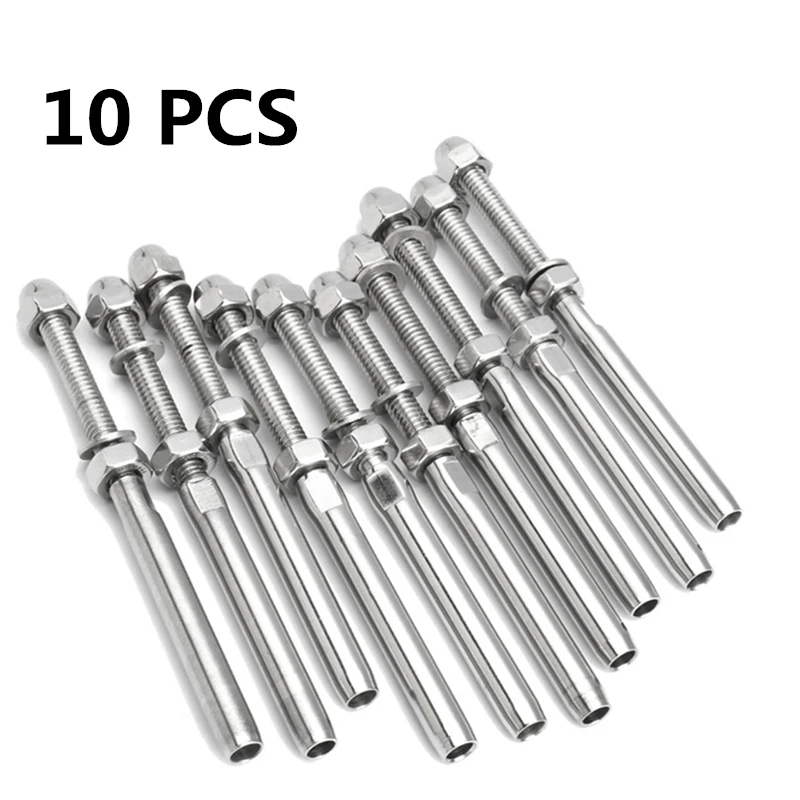 10 Senmit RH Thd.Terminal Stud End,Stainless Steel Stair Railing,for 1/8" Cable 