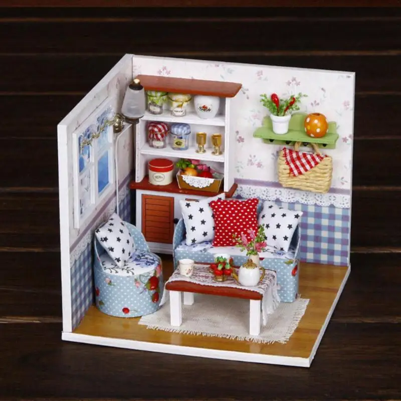 Voice Control DIY Dollhouse Furniture Miniature Doll House with Dust Cover Assemble Wooden Dollhouse Kit Toys Handicraft Gift Voice Control DIY Dollhouse Furniture Miniature Doll House with Dust Cover Assemble Wooden Dollhouse Kit Toys Handicraft Gift