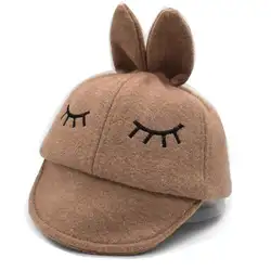 2018 Новый Хорошее качество мультфильм кролик уха Wink дизайн Детские Hat симпатичная бейсболка из хлопка для мальчиков и девочек Зима Весна