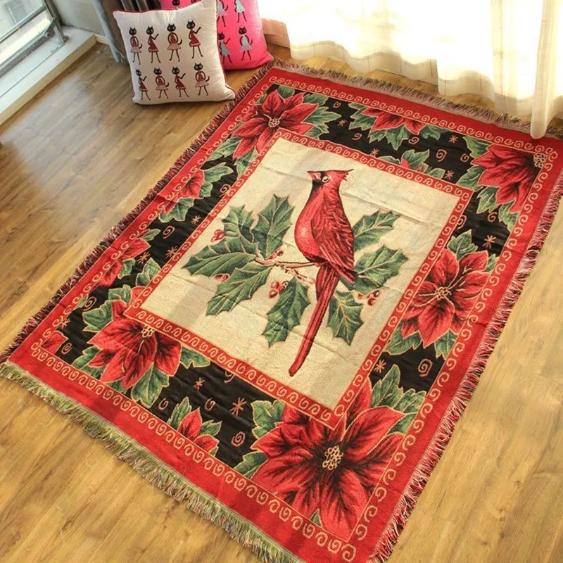 

Red Auspicious Bird Animal Large Soft Warm Carpet Throw Blanket Decorative Slipcover Throws On Sofa/Bed/Plane