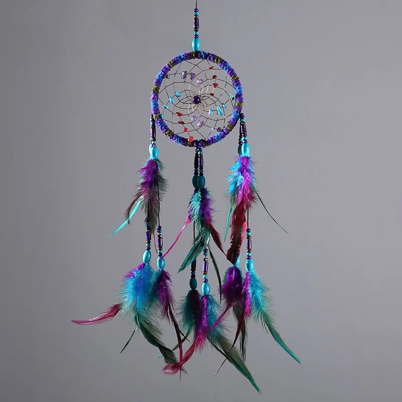 

2019 New Feathers Shuttlecock Dream Catcher India Hanging Decoration Dreamcatcher For Home Bedroom Living Room color New