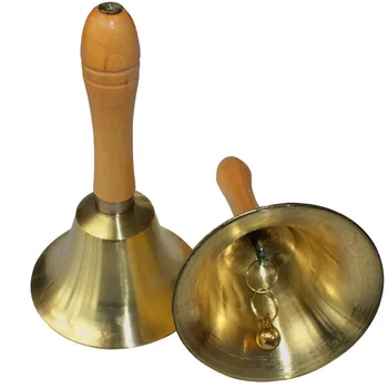 

Christmas Bells Wooden Handle Copper hand Bell for Noble Reception Dinner Shop Hotel Church Hand Rattle School Handbel