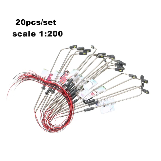 20pcs White Model Street Lights Layout Lamppost Train Garden Playground Scenery Led Lamp Lighting 1:100 Scale 110mm 3