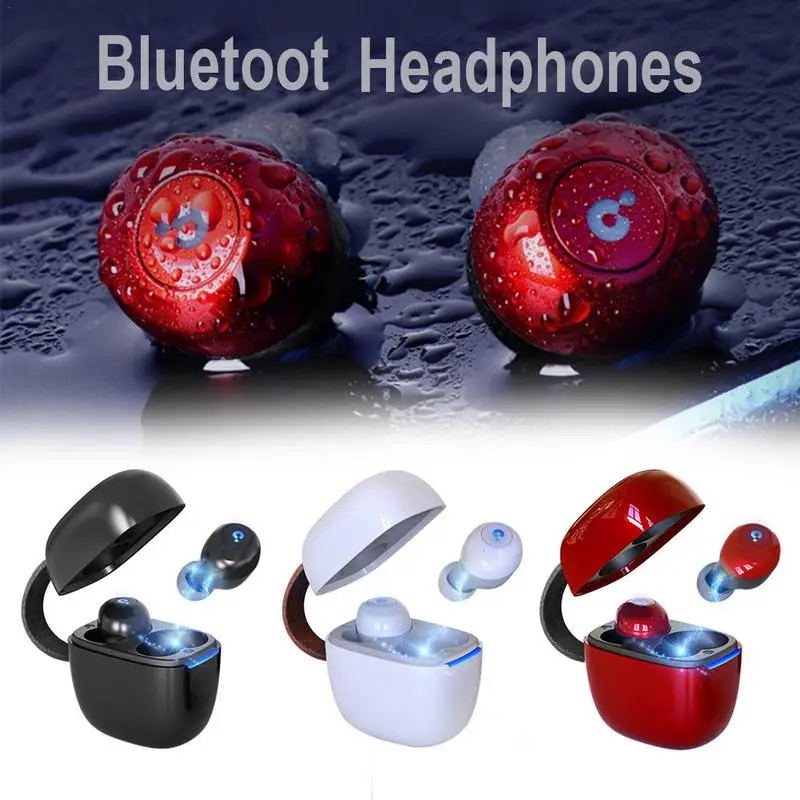 

TWS Leather Bluetooth Headset 5.0 Mini Bluetooth Earphone Car Wireless Dual Haedphone With Charging Case 2018