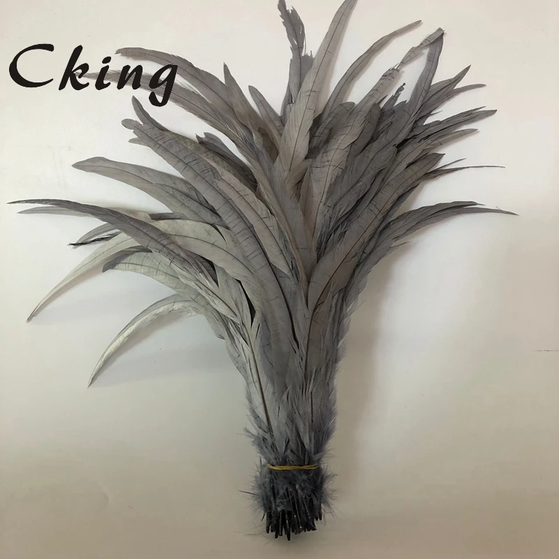 

100pieces 12-14 Inch 30-35 CM Chicken feathers Grey Rooster tails feather