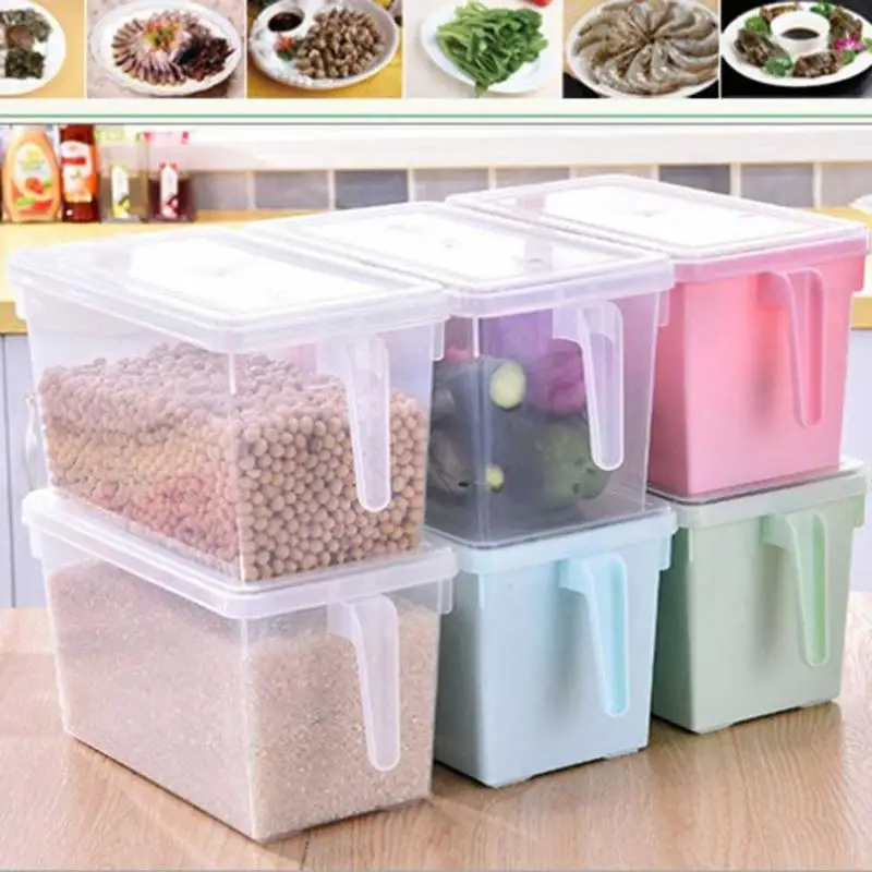 

Storage Box With Handle Preservation Box For Vegetable Fruit Refrigerator Organizer Box With Cover Transparent Sealed Container