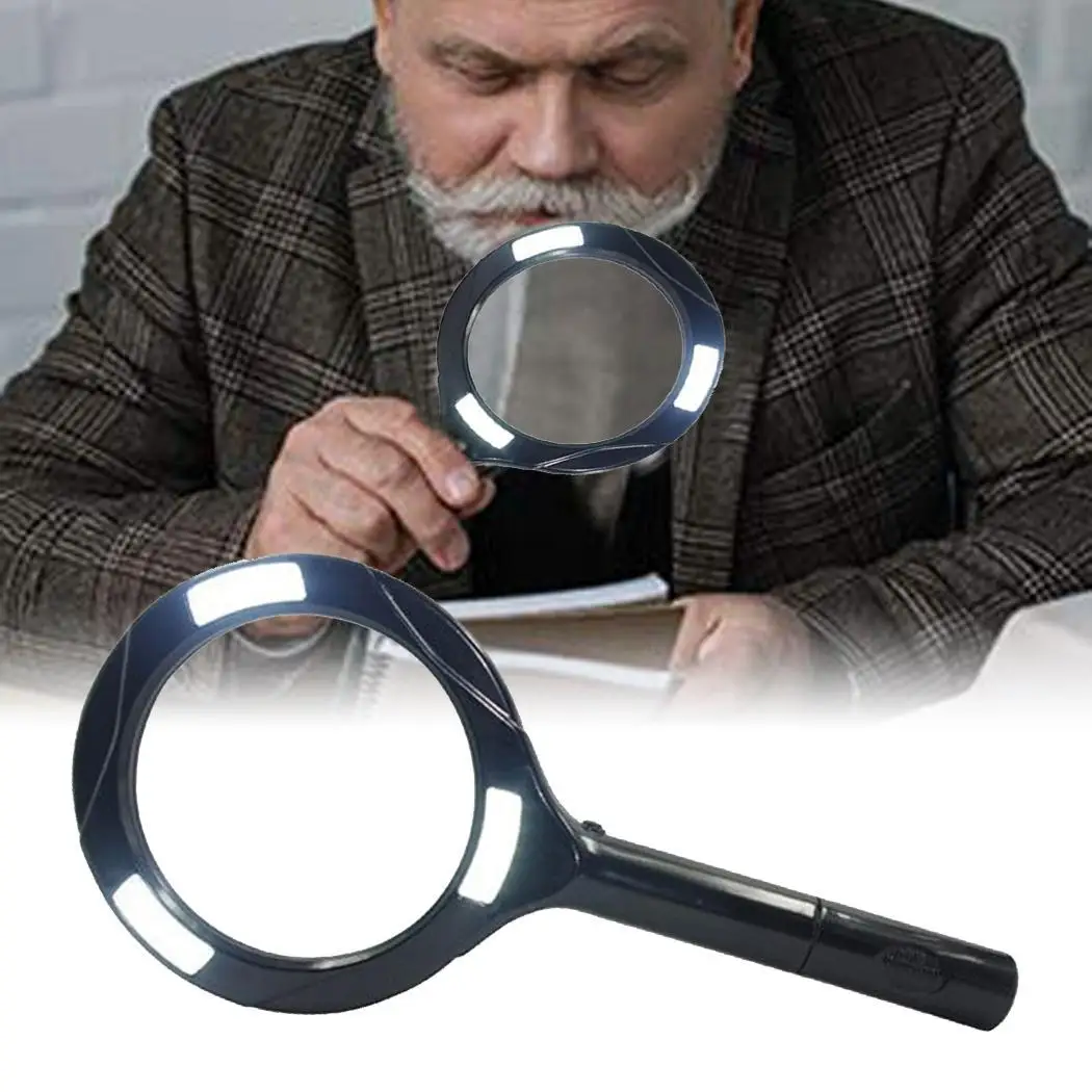

Jewelry Appraisal Magnifier Elderly Reading Handheld 3 Pcs 5X Magnifier LED Black 11.5mm/0.45inch Light