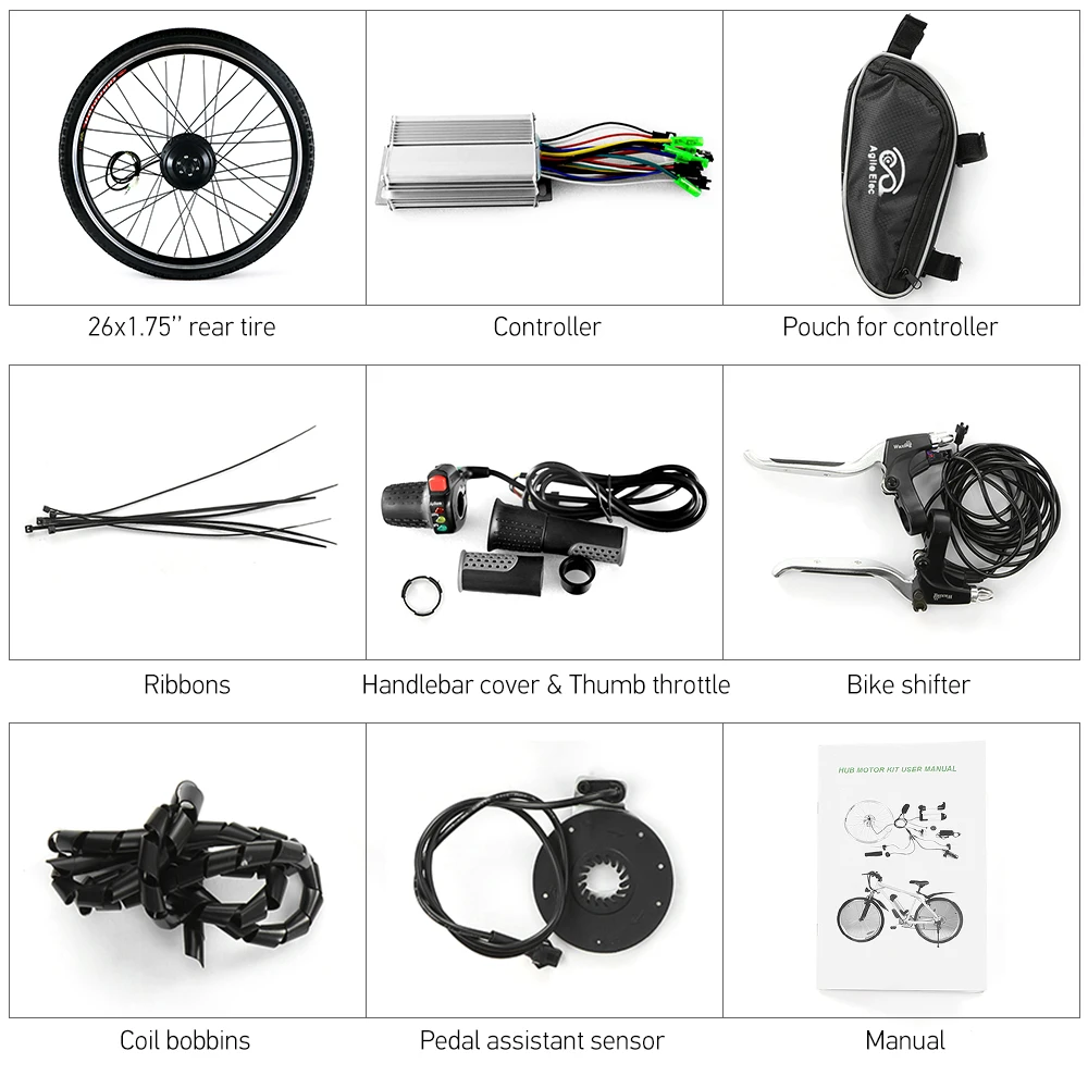 Perfect Electric Bicycle Rear Wheel Disc Brake Hub Motor Kit E-Bike Conversion Kit Controller Thumb Speed Bike Brake Shifter Kit 5