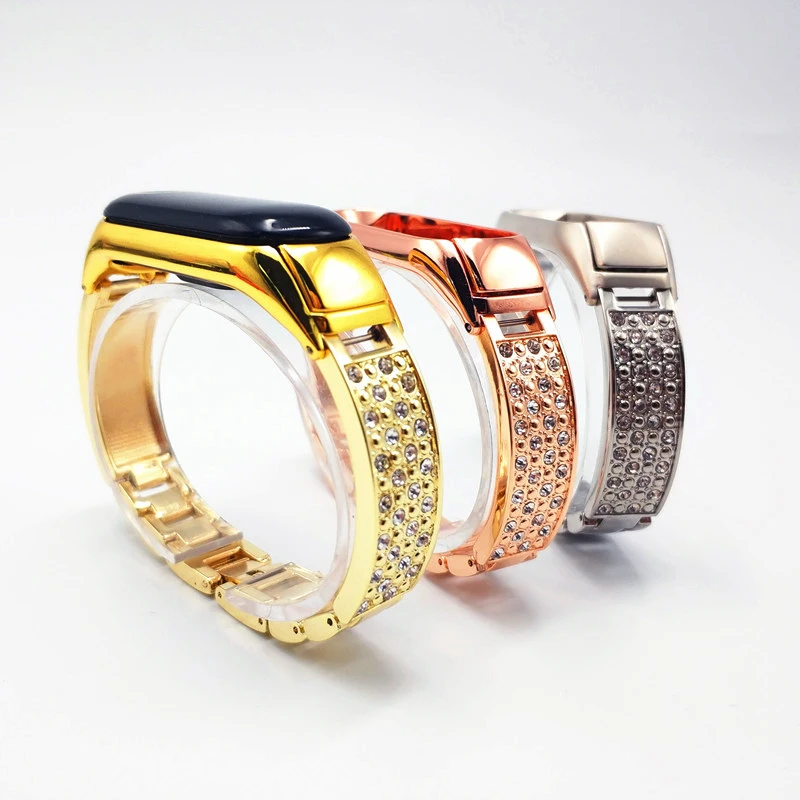Для Xiaomi MiBand 5 ремешок с металлическими кристаллами и бриллиантами montre femme