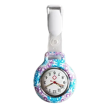 

Shellhard Fashion Casual Ethnic Flower Silicone Nurse Watch 4 Styles Brooch Fob Analog Quartz Pocket Round Dial Nurse Watch