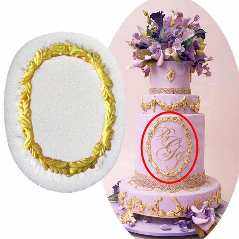 

Hot Fondant Cake Vintage Mirror Frame Silicone Molds Cooking Tools Chocolate Cupcake Stencil Christmas Reposteria Cozinha Wilton