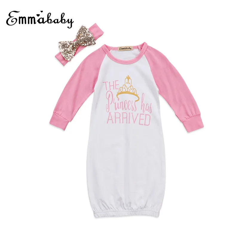 

Adorable Newborn Baby Infant Girls bebek giyim Letters Printed Raglan Sleeves Sleeping Bag Swaddle Wrap Headband