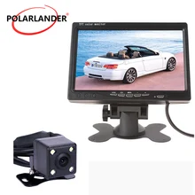 HD 7 Polegada Display LCD Monitor Do Carro Tela Colorida de Backup Radar Reverso Camera DVD VCR Com Luzes LED de Visão Noturna sistema de estacionamento