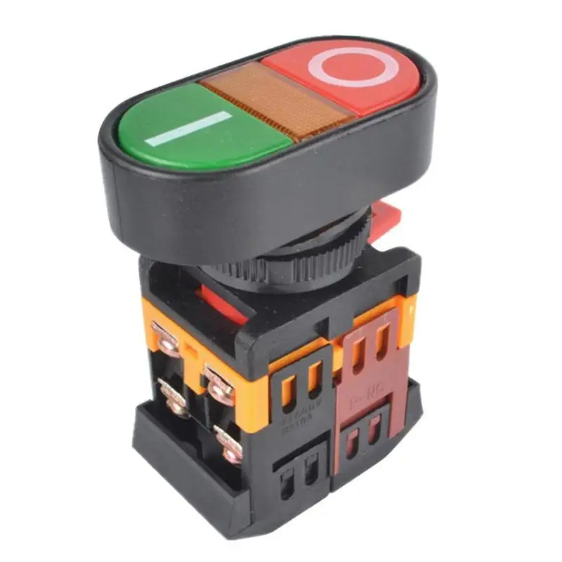 

Dual-head 2 Gang Button Switch Red Green Power Push Button Socket Switch