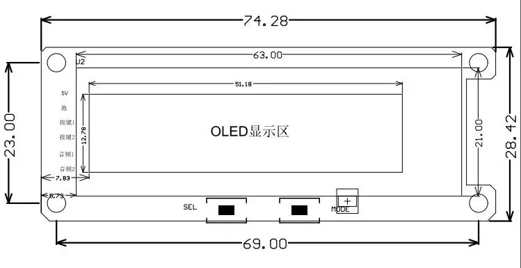 Dykb 2 дюймовый OLED дисплей анализатор музыкального спектра MP3 автомобильный ПК