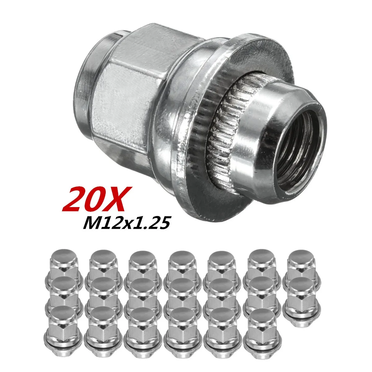 20 шт. хромированные гайки M12 x 1 25 Mag для сиденья стальные колеса замена Nissan for