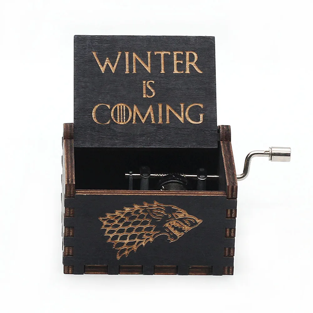 Оригинальная деревянная музыкальная шкатулка в стиле ретро(ледяная и огненная песня, игра в трон), Музыкальная шкатулка с ручкой Caixa De music box