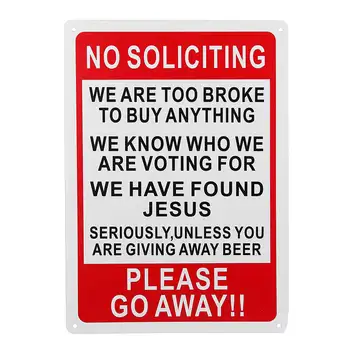 

No Soliciting Funny Sign Go Away Front Door Novelty Gift Plastic Signs 25 x 35cm