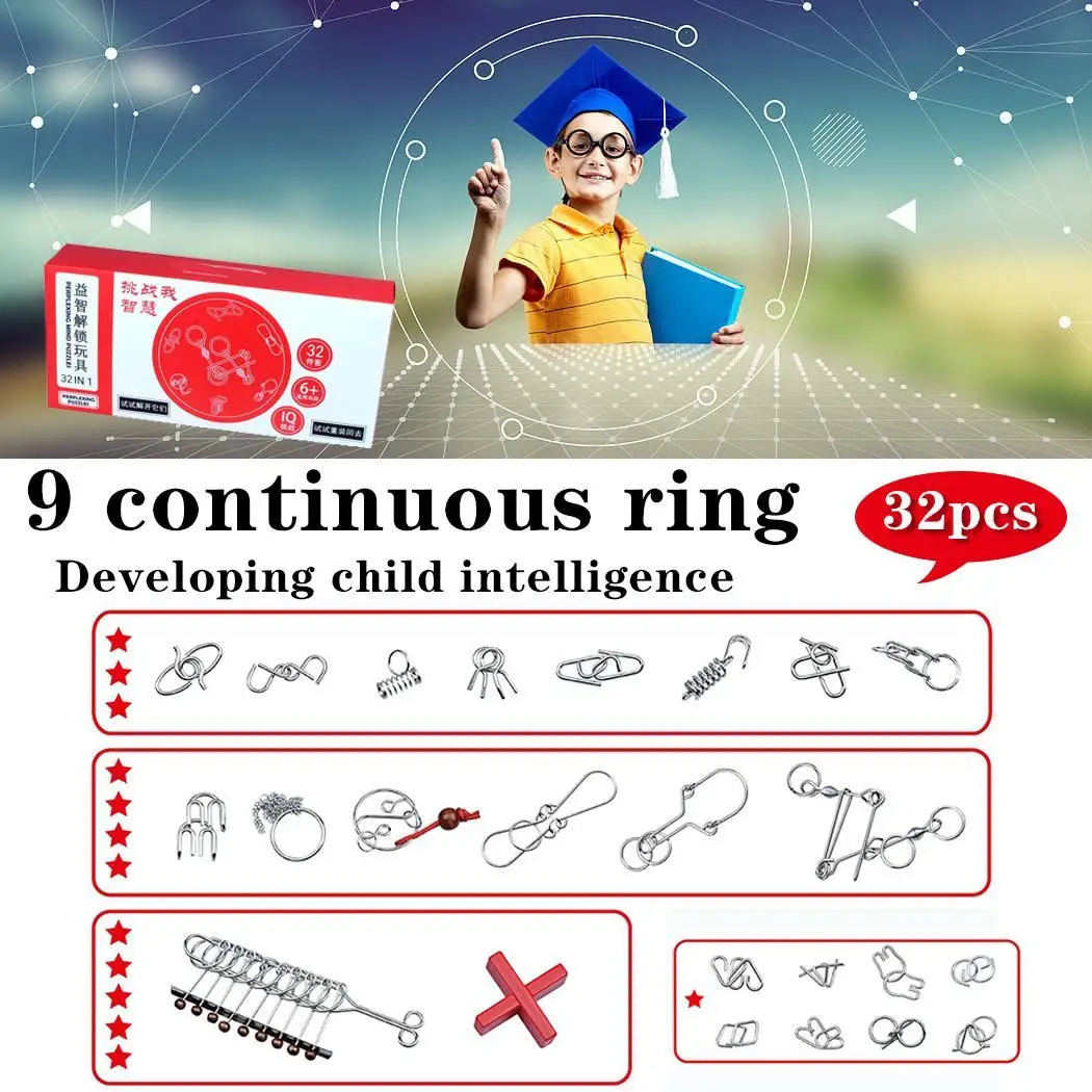 Metal Wire Puzzle IQ Mind Brain Teaser Puzzle Unlock Ring Solution Game Toys Education Toy Metal Wire Puzzle IQ Mind Brain Teaser Puzzle Unlock Ring Solution Game Toys Education Toy