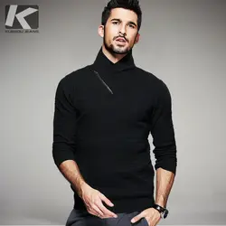 KUEGOU осень мужские Модные свитеры плед молния черный вязаный брендовая одежда человека тонкий трикотаж мужской Вязание пуловеры 16933