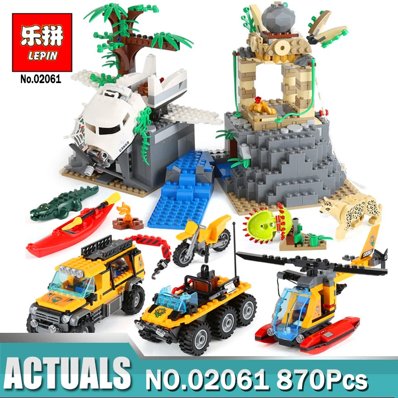 

02061 City Series The Jungle Exploration Site Set Building Blocks Compatible Legoing 60161 Brick Toy as Children DIY Gift
