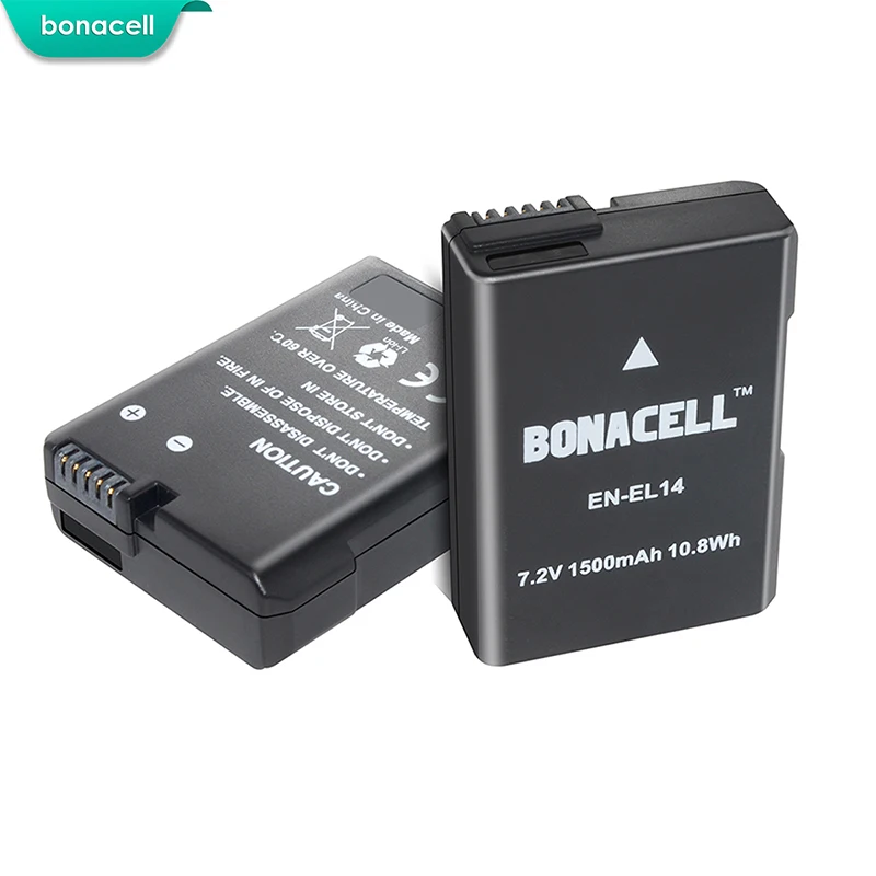 Аккумуляторы bonacel 2 шт. для Nikon аккумуляторы D3100 D3200 D3300 D5100 D5200 D5300 P7000 P7100 P7700 P7800 L50 1500