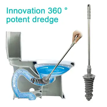 

Piston Toilet Plunger Heavy Duty Toilet Unblocker Suction Pipe Manual Powerful Bellows Plunge Tool For All Toilets