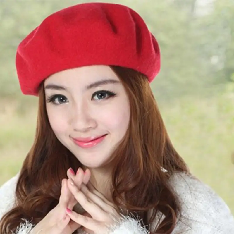 

Solid Color Women's Girl's Beret French Artist Warm Wool Winter Beanie Hat Cap