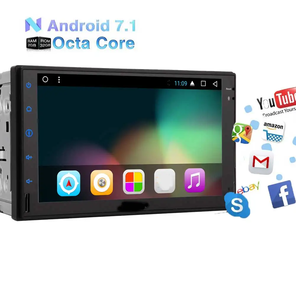 Flash Deal Android 7.1 2GB/32GB 7 inch 2 Din Car Radio GPS Navigation Car Audio Stereo Auto Audio Bluetooth 1080P FM Radio Remote Control 2