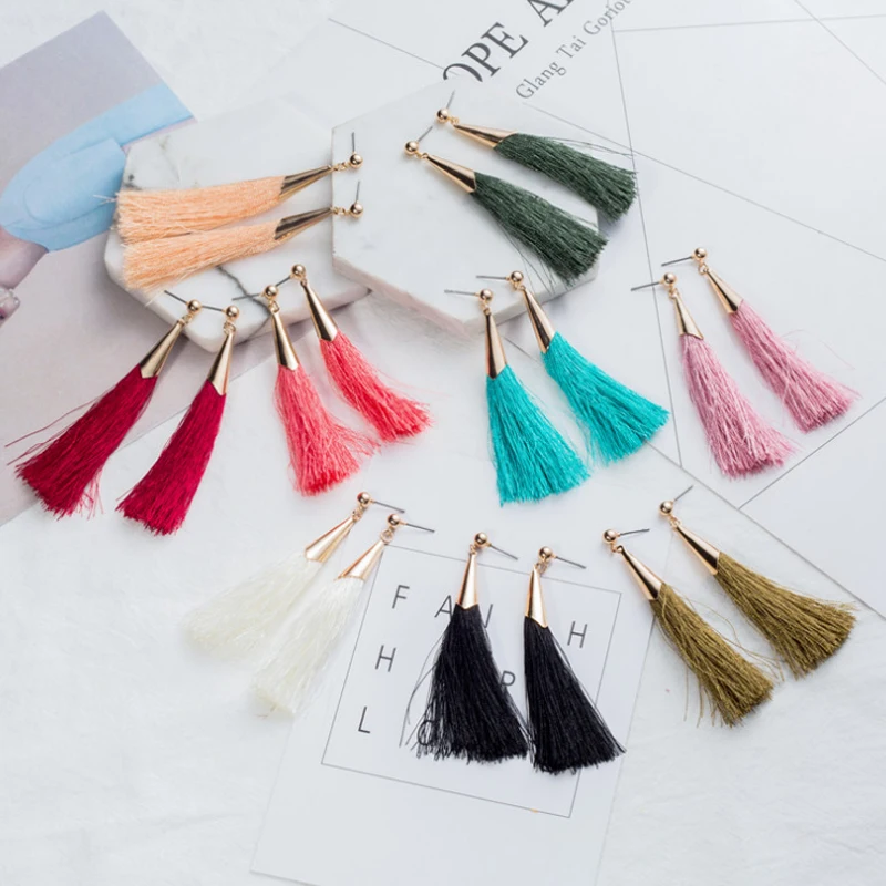 

2019 New 1Pair Hot Long Tassel Drop Earrings Allergy Free High Quality Fashion Party Wedding Jewelry