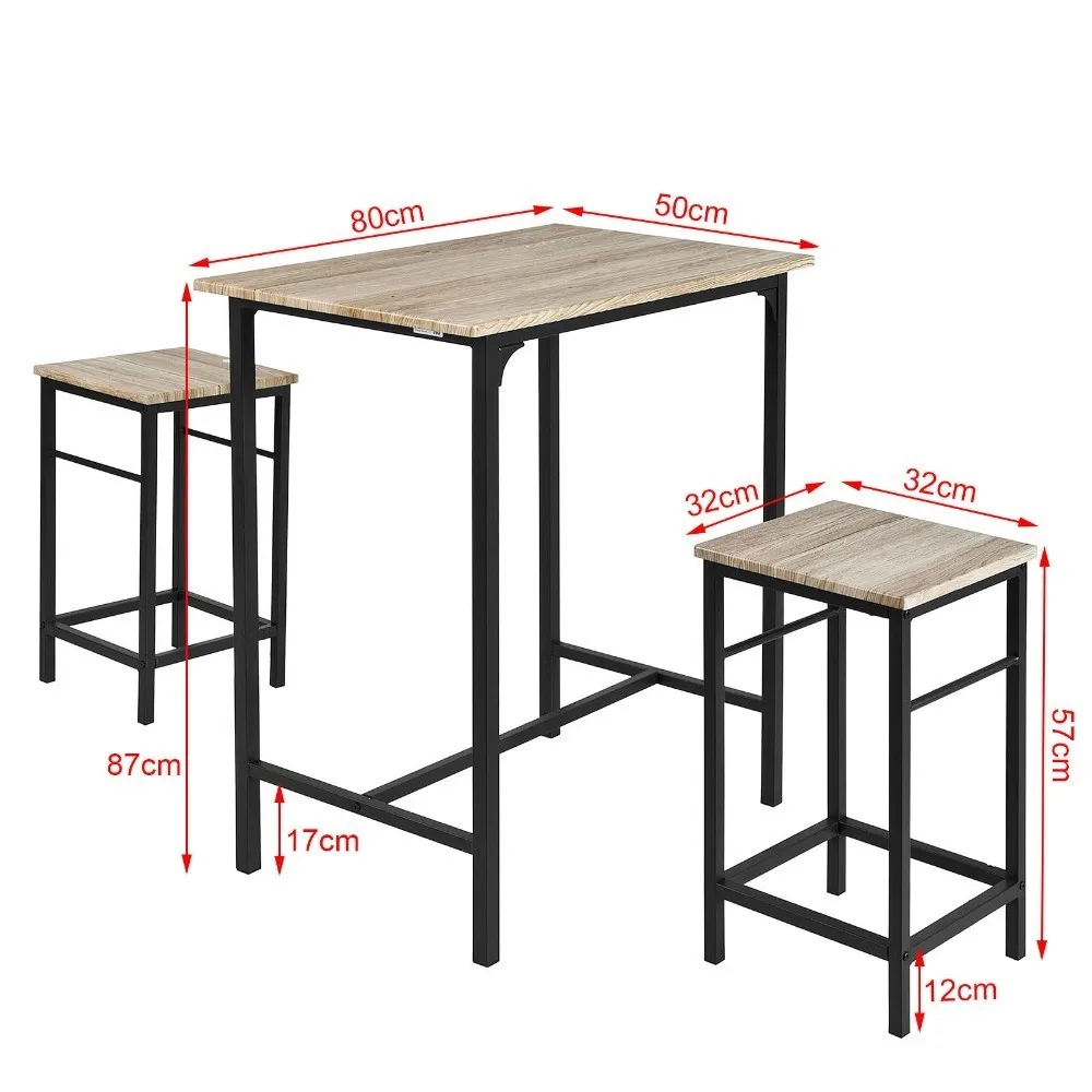 SoBuy OGT10-N Wooden Bar Set-1 Table and 2 Stools Home Kitchen Breakfast Furniture Dining Set
