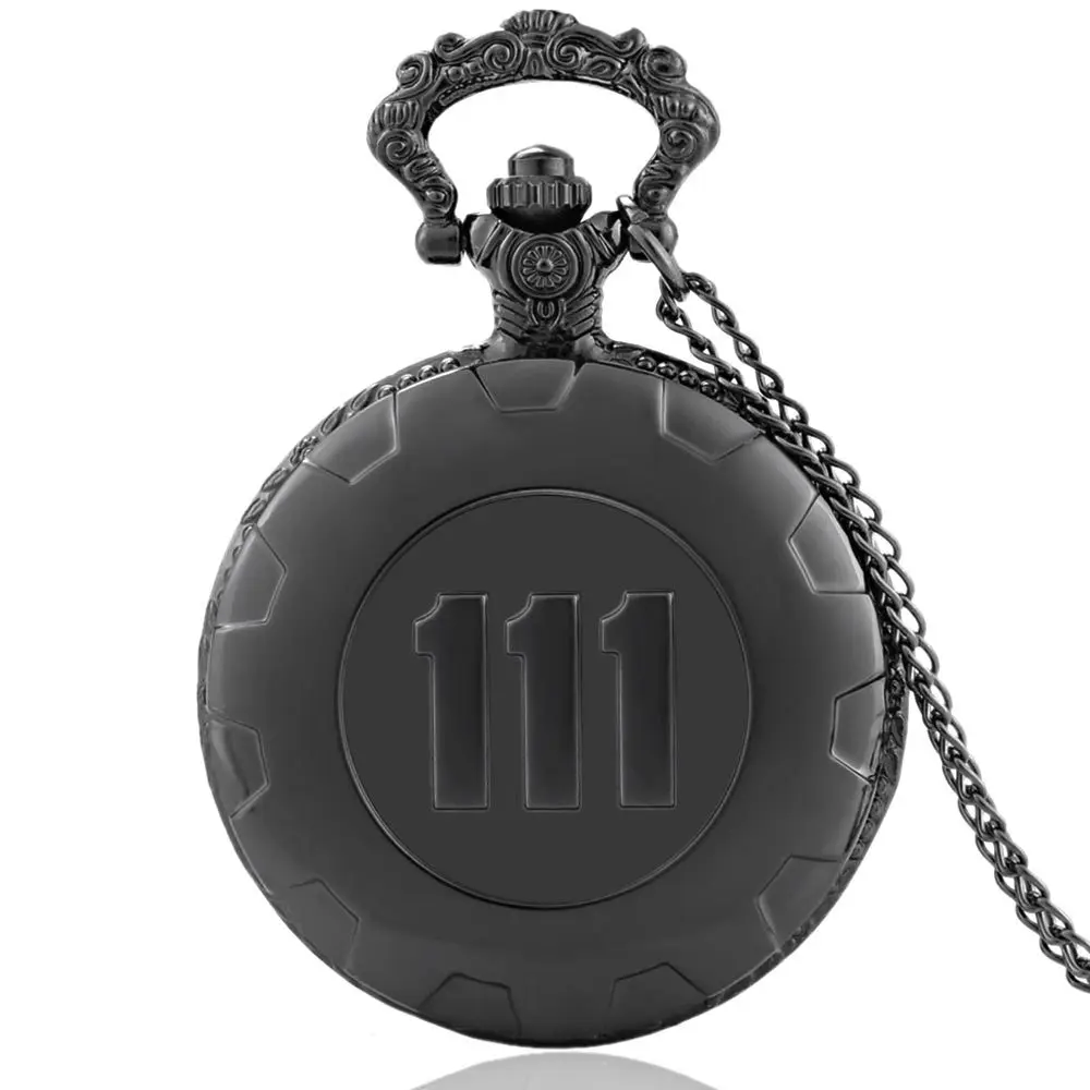

New Fashion Quartz Pocket Watch Black Game Fallout 4 Vault 111 Steampunk Women Man Necklace Pendant With Chain