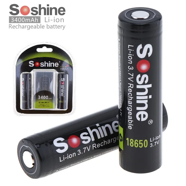 2 шт. светодиодный светильник Soshine 3 7 В 3400 мА · ч 18650 литий ионный аккумулятор с