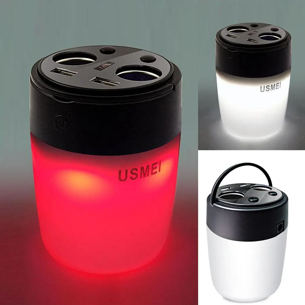 

12-24V USB Car Charger Socket Adapter x with 12V-24V Flashlight 5V Mobile General White 60W Phone Charger