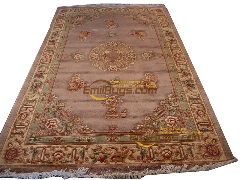 

Savonnerie Rug Handwoven Wool Carpets Livingroom Carpet Round Cushion Cover Tribal Style Wool Knitting Carpets