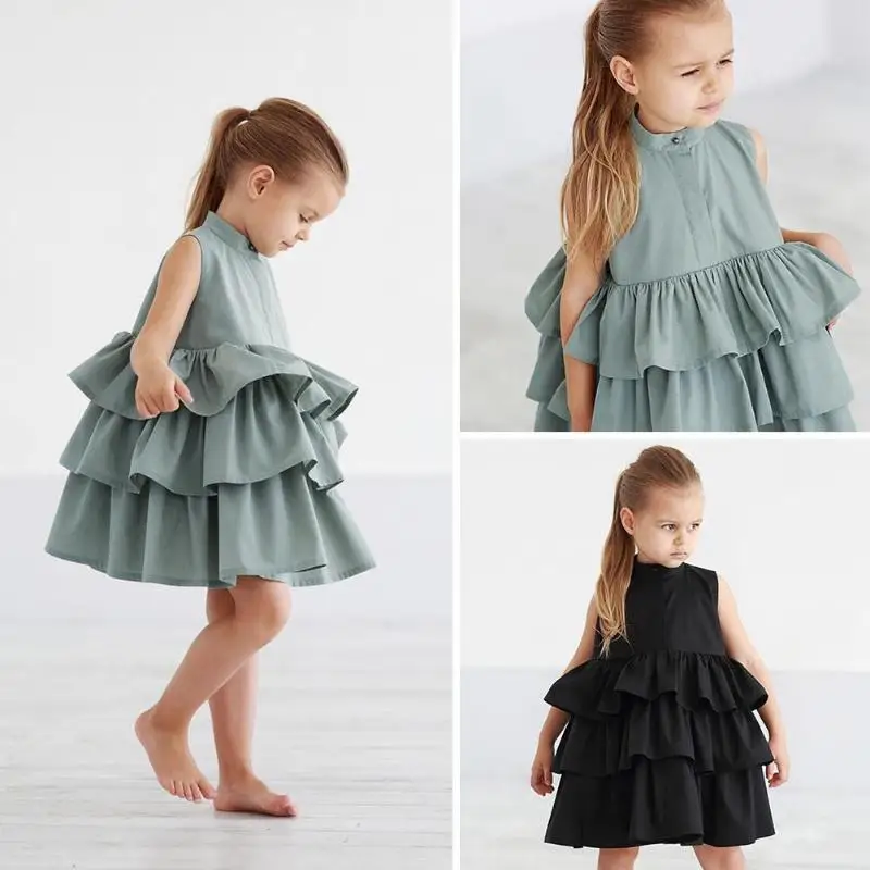 

Children Dresses Kids Girl Sleeveless Flower Print Cotton and Linen floral Dress Baby Girl Spring Summer dresses for girls