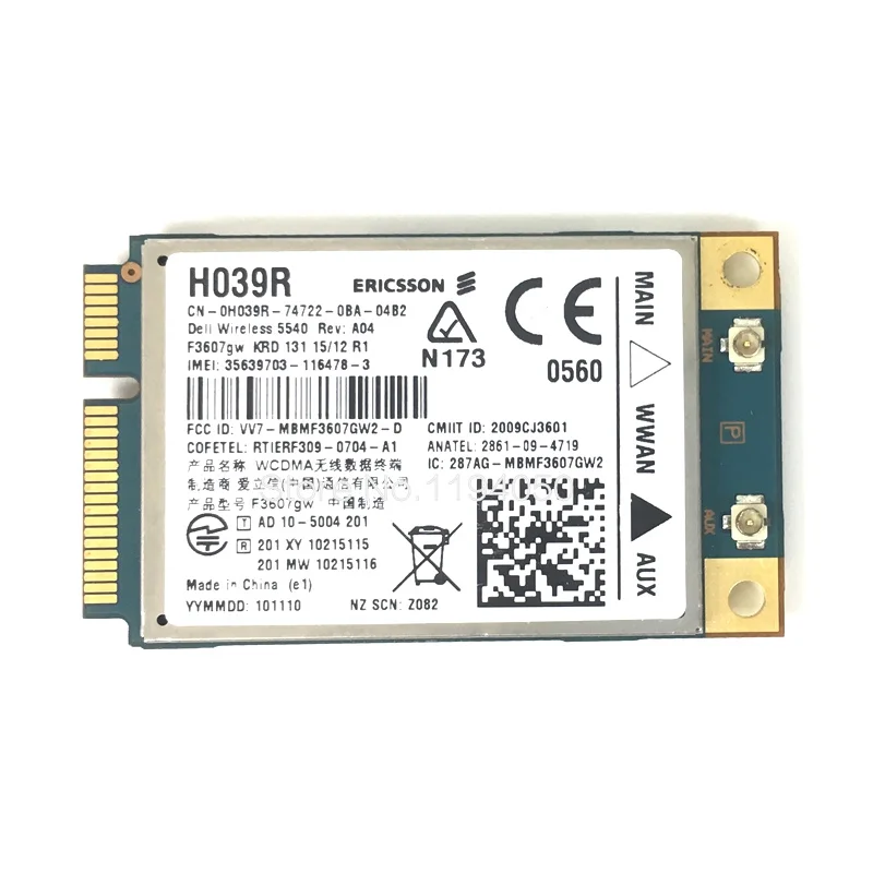 Ericsson DW5540 F3607GW 3G GSM HSDPA WCDMA Беспроводная WWAN WLAN карта GPS H039R 5PJ87 C680R NET|3g card|card gpsericsson f3607gw |