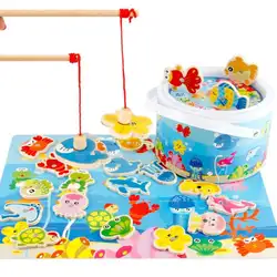Деревянные детские магнитные игрушки для рыбалки Детские интеллектуальные головоломки Развивающие игрушки на открытом воздухе веселые