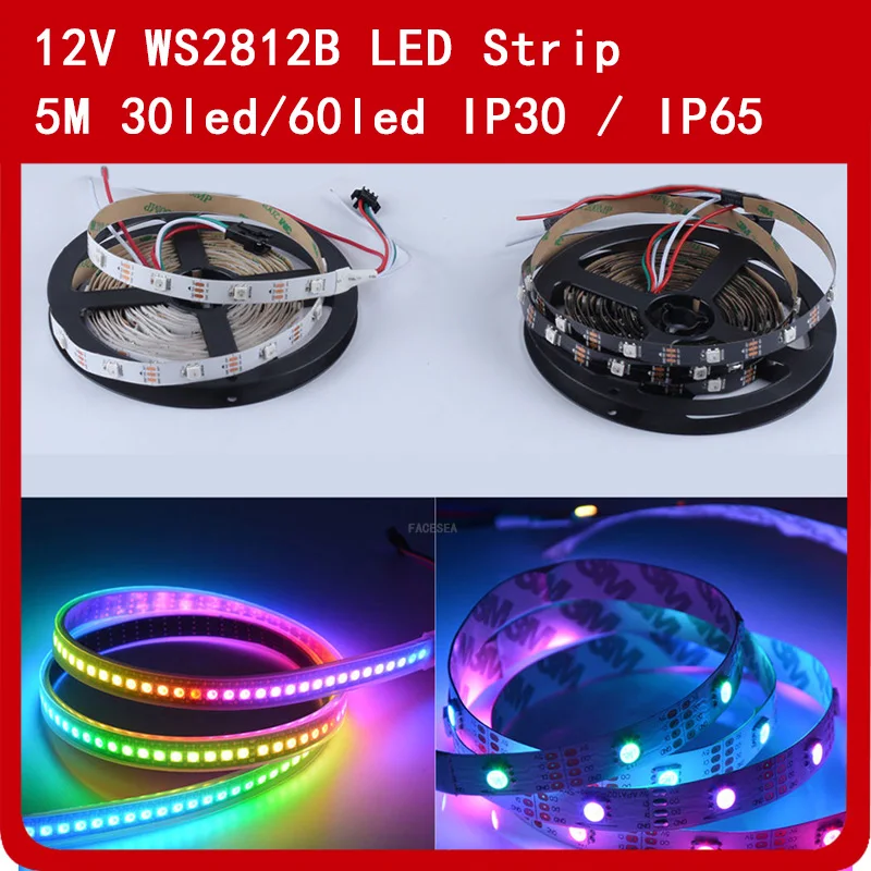 5m WS2812B LED Strip Individually Addressable RGB Smart Pixel Strip 30/