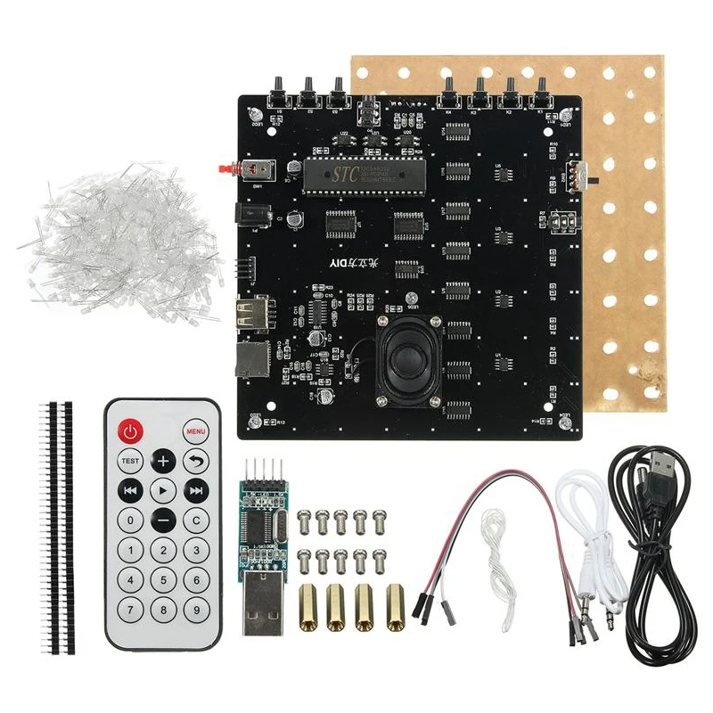 3D квадратный 8x8x8 светодиодный синий свет квадратный MP3 музыкальный спектр PCB Усилитель низкой частоты