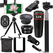 Все в 1 Аксессуары для телефона объектив камеры селфи палочки дистанционное управление Дорожный комплект для камера смартфона для iPhone для samsung