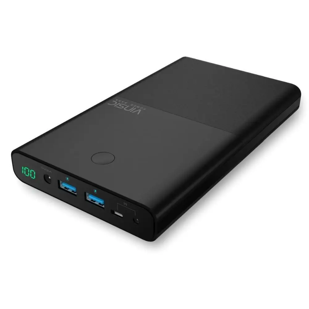 Vinsic 30000mAh Notebook Power Bank 4.5A 19V DC 2 USB External Battery Charger for Laptops Notebooks Tablets i Phone X 8 8 Plus