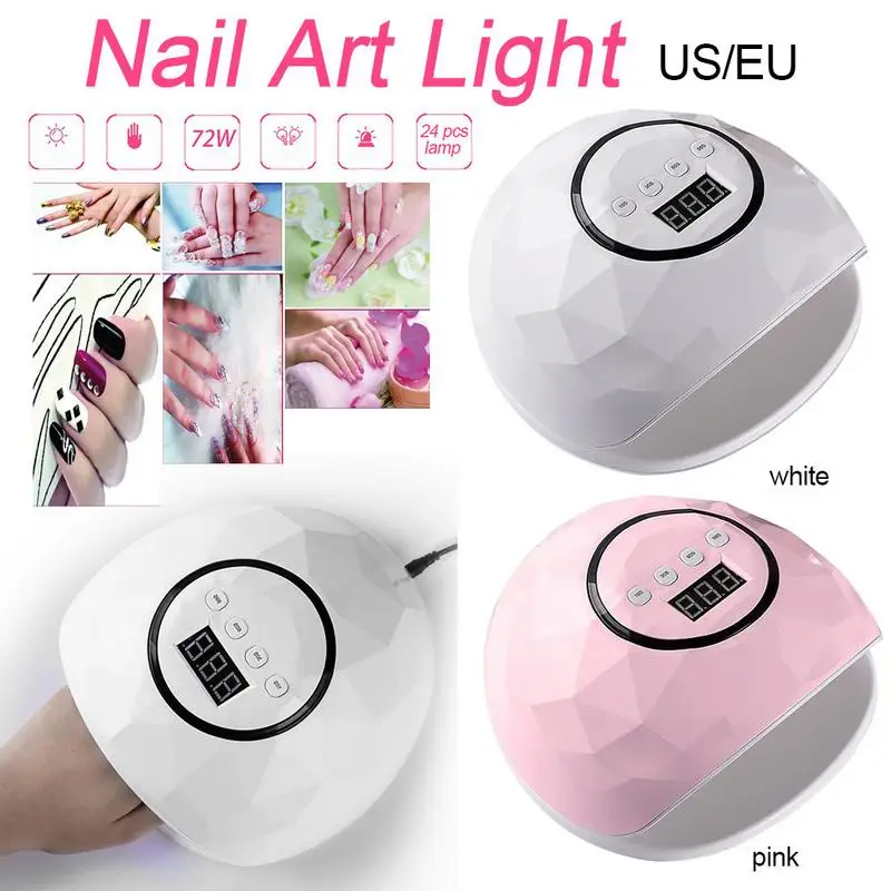 

72W Nail Dryer LED Nail Lamp 24 LEDs Dryer Lamp For Curing Gel Polish Auto Sensing Nail Manicure Too EU/ US Plug