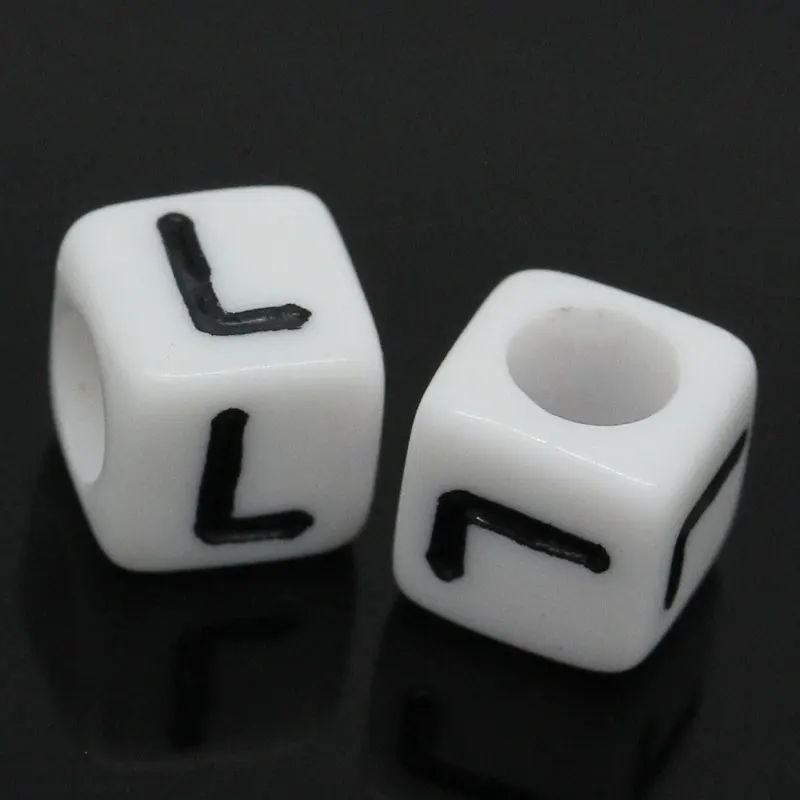 

Acrylic Spacer Beads Cube Alphabet/Letter "L" White 6x6mm,Hole:Approx 3.5mm,500PCs (B26927)