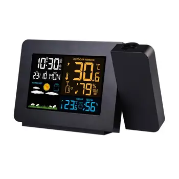 

Projection Alarm Clock, Wireless Weather Station With Large Lcd Display, Usb Charging, Temperature And Humidity Monitor, Dual