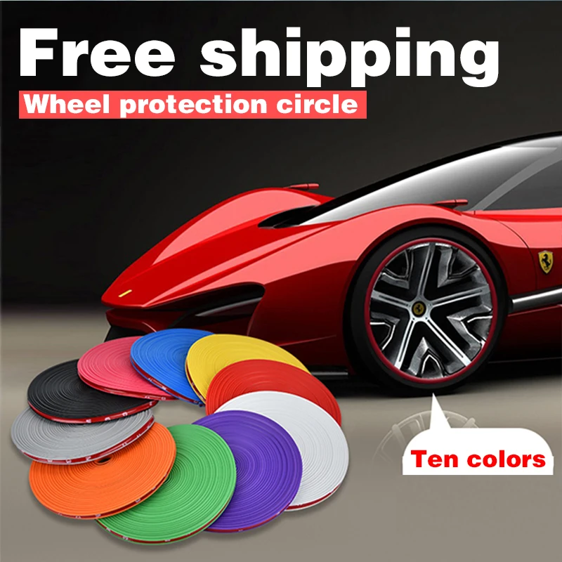 

10 Colors 8M/Roll Car Styling Car Wheel Rim Protector Decorative Strip Rim/Tire Protection Tire Guard Line Rubber Moulding Trim