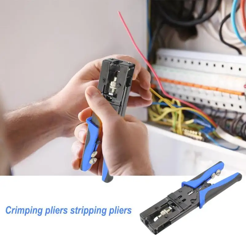

New F/BNC/RCA Type Compression Crimper Stripper Pliers Hand Tool Set Rotary Coaxial Cable Cutter Crimp Connector With PP steel