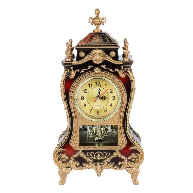 

Vintage Style Plastic Table Clock Antique Home Hotel Decorative Desk Alarm Clocks(Brownish Red) 2019