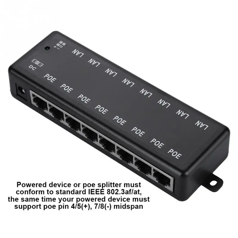 DC12V-48V 8 интерфейсов Пассивный PoE адаптер питания через Ethernet POE модуль питания инжектор